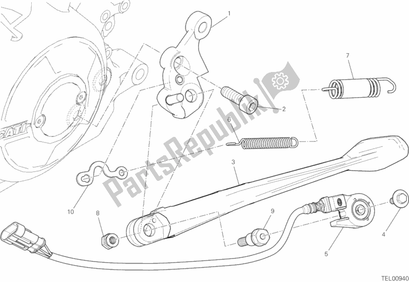 All parts for the Side Stand of the Ducati Diavel Xdiavel Thailand 1260 2017
